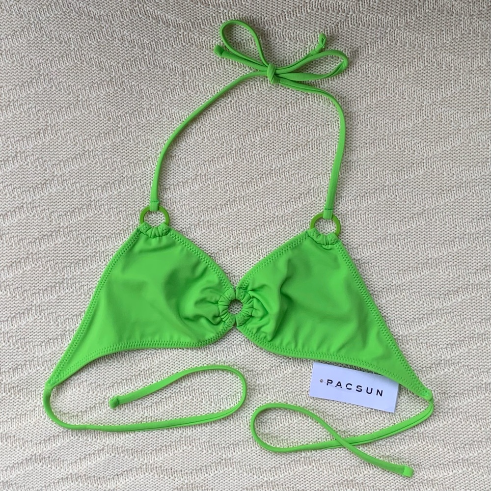 PacSun Green String Bikini Top w Ring Details (XS) - Picture 4 of 7